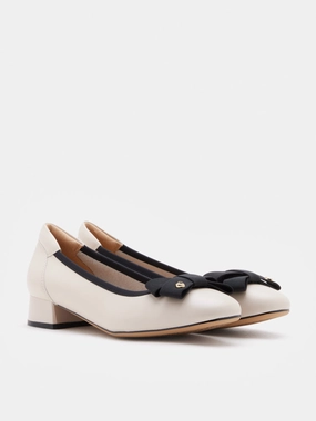 Yellow High Heels Amazon Aurea Two-Tone Bow Low Block Heels