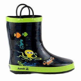 Kamik Octopus Rain Boot Shoe - LIME - Boys Cowboy Boots Drawing