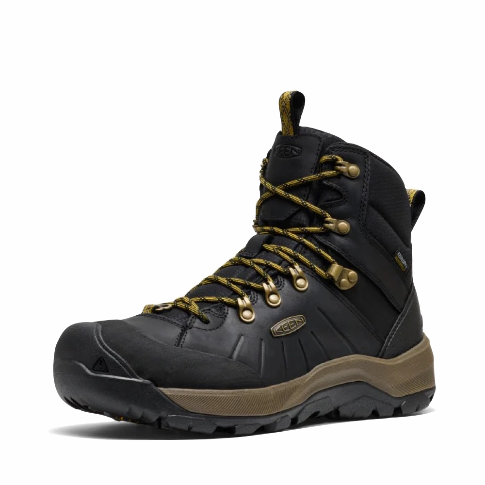 Dallas Cowboys Snow Boots KEEN Men's Revel IV Polar Waterproof Boot in Black/Lemon Curry
