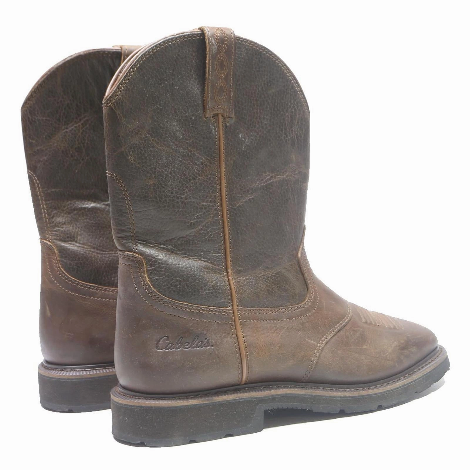 CABELAS Mens Leather Ankle Boots Brown UK 9.5 Outdoor Casual Country Style Kitten Heel Over Knee Boots