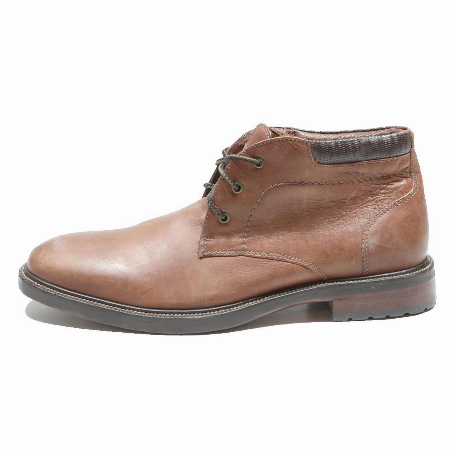 L&M Mens Leather Ankle Boots Brown UK 10 Classic Stylish Lace-Up Dresses To Pair With Boots