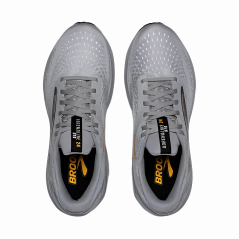 Brooks Men's Adrenaline GTS 24 Sneaker - Alloy/White/Gold Fusion Running Shoe Store San Francisco