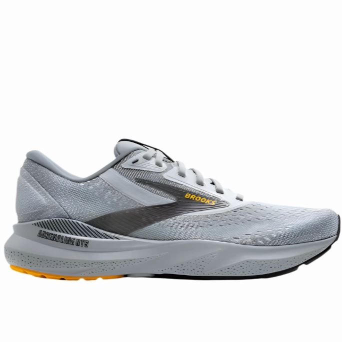 Brooks Men's Adrenaline GTS 24 Sneaker - Alloy/White/Gold Fusion Best Running Shoes For Bad Knees