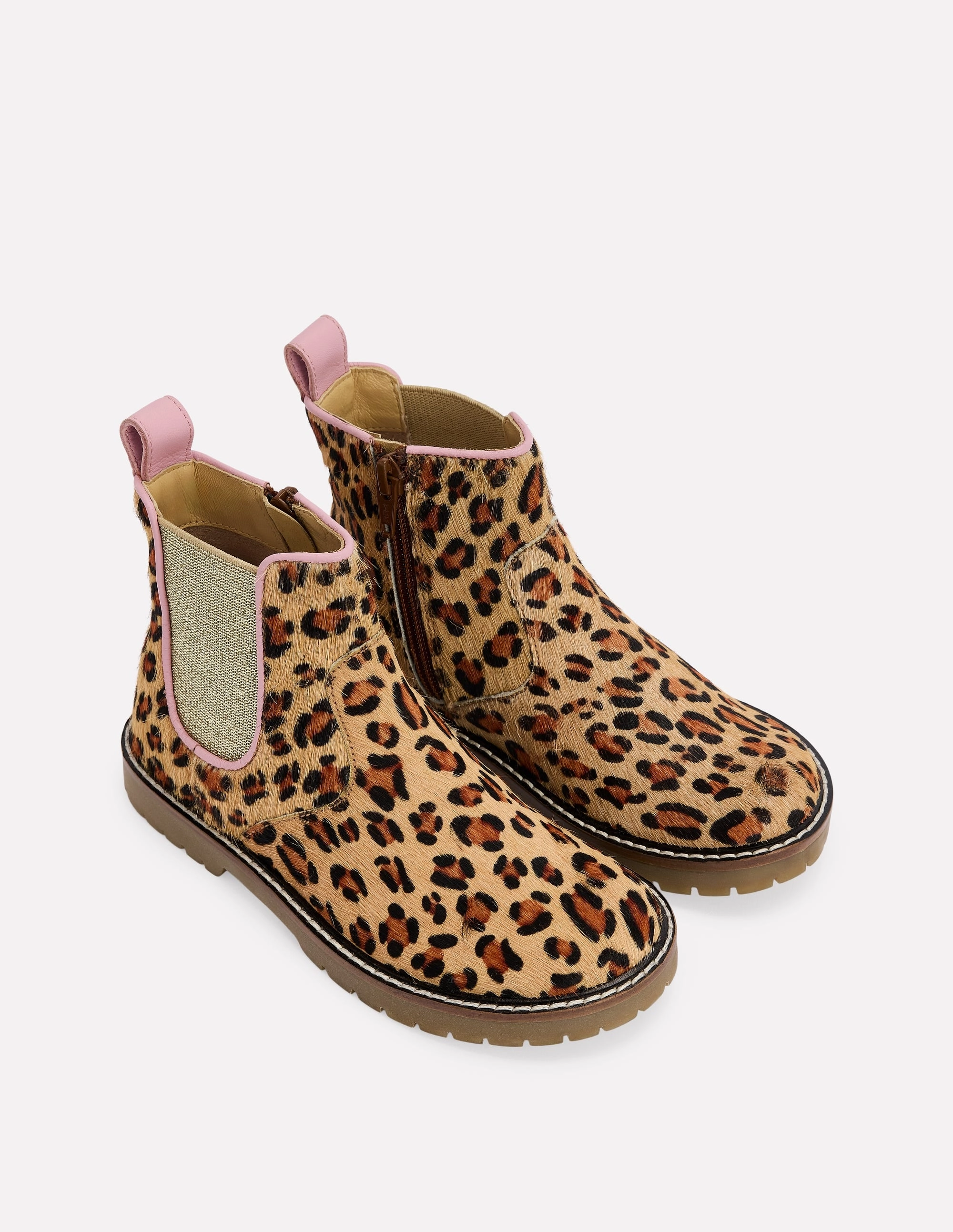 Leather Chelsea Boots-Leopard Leather Chelsea Boots With Zip