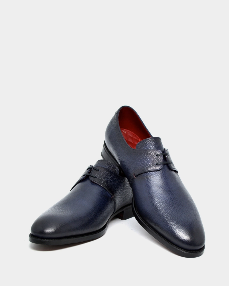 Outlet - Noah - Midnight Blue Pebble Grain - Chelsea Calf Lace Up Shoes