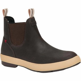 XTRATUF Men's Legacy Leather Chelsea Brown Waterproof Boots LCM900 Chelsea Boots With Socks And Leggings