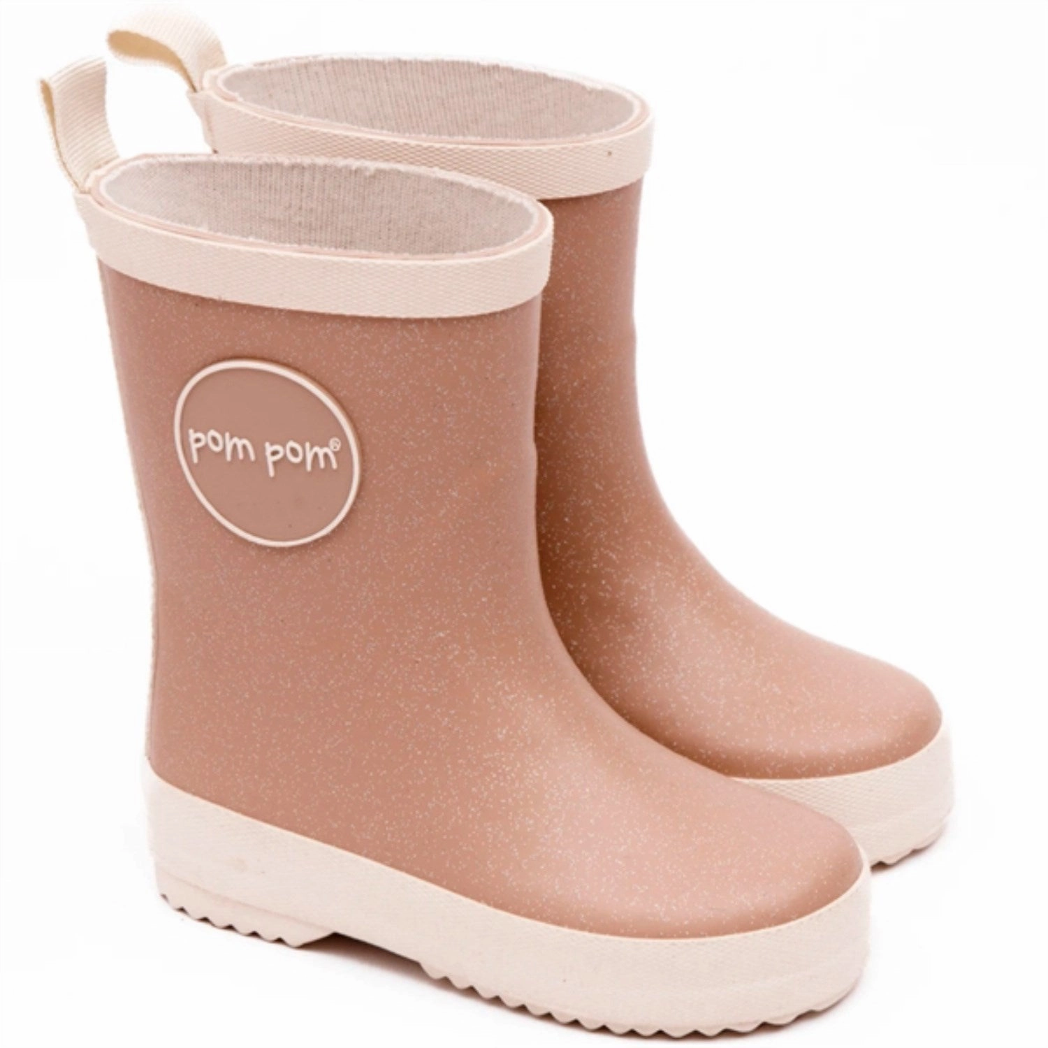 Pom Pom Rubber Boots Rose Glitter Tec Boots