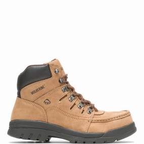 Best Pull On Work Boots For Wide Feet Wolverine Men's Potomac English Moc Steel-Toe 6" Work Boot
