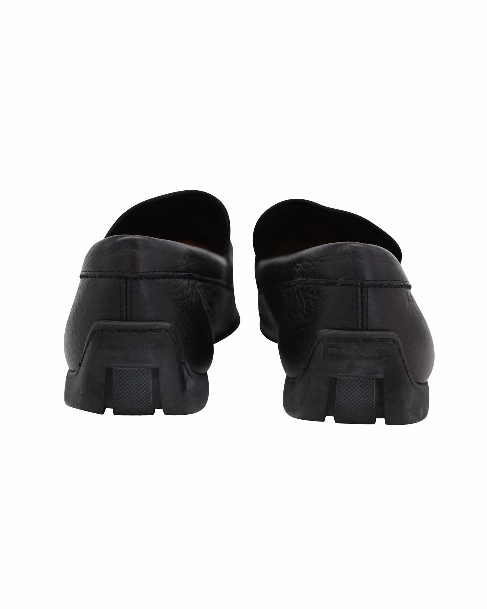 Salvatore Ferragamo Buckle Loafers in Black Leather Loafers Embroidered