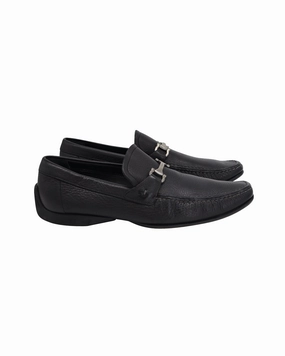 Salvatore Ferragamo Buckle Loafers in Black Leather Loafers Outfit Skirt