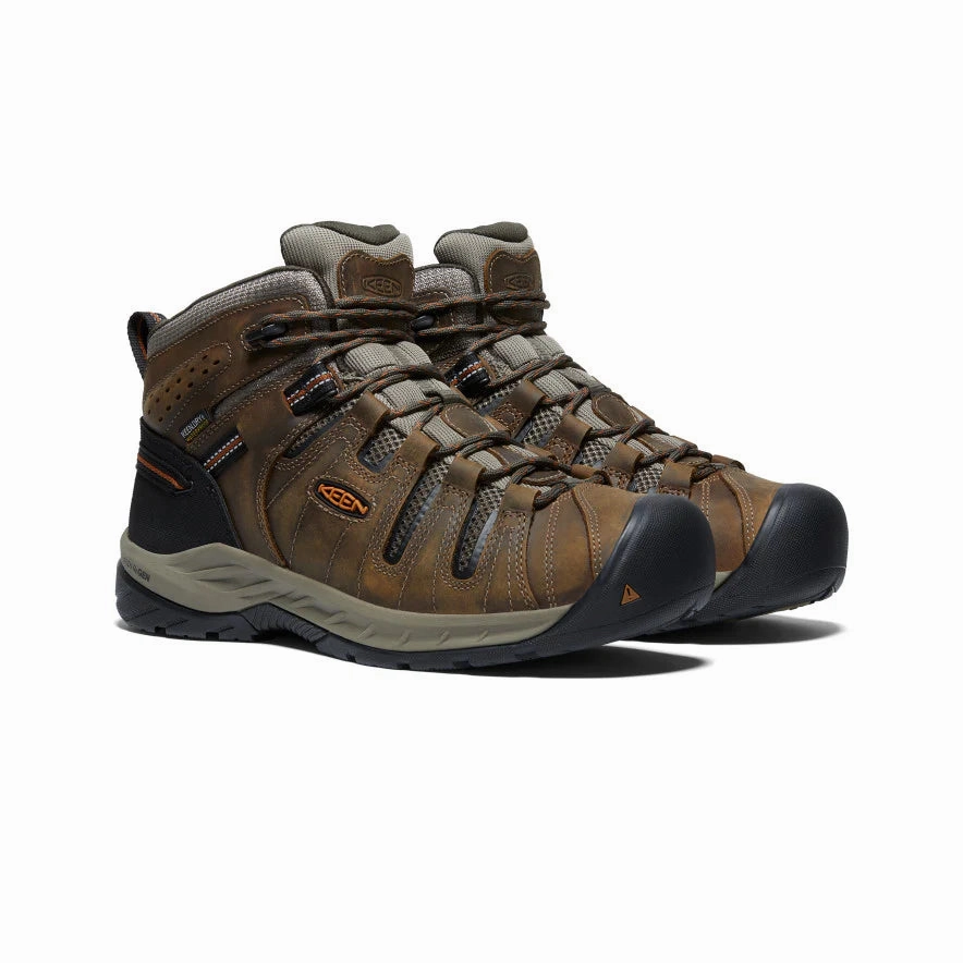 Work Boots Without Steel Toe FLINT II MID MENS WATERPROOF  SOFT TOE - BLACK OLIVE / BRINDLE