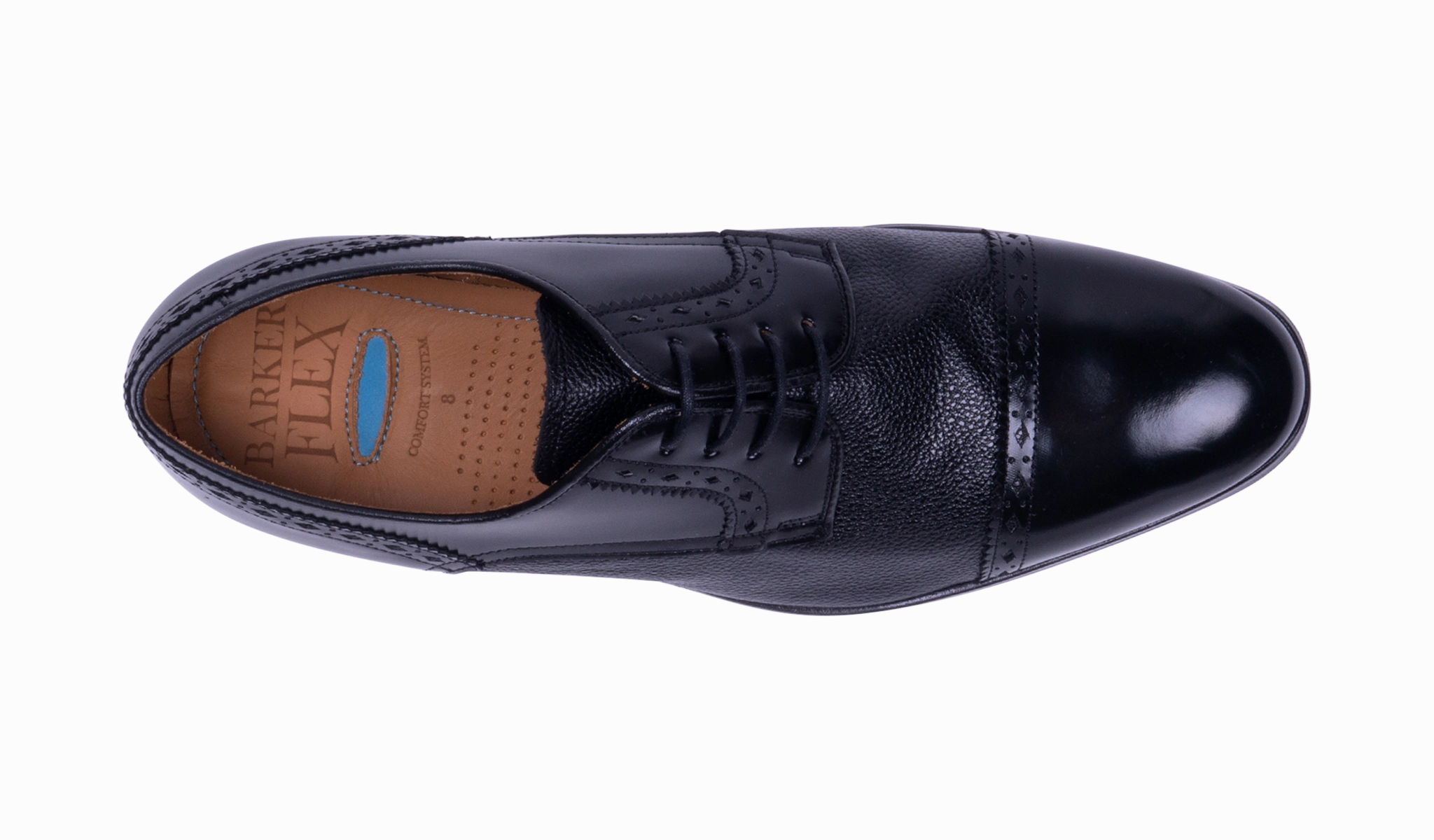 Comfy Derby Shoes Ashbourne - Black Hi-Shine/Grain