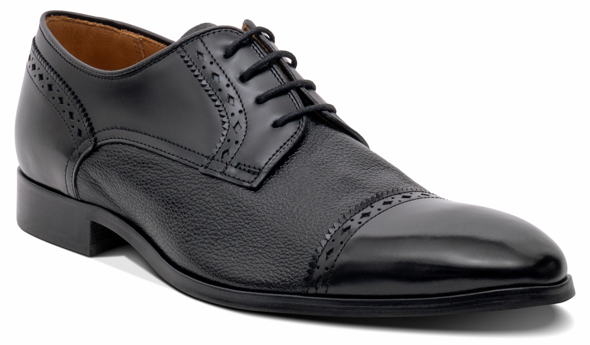 Lace-up Platform Shoes Ashbourne - Black Hi-Shine/Grain