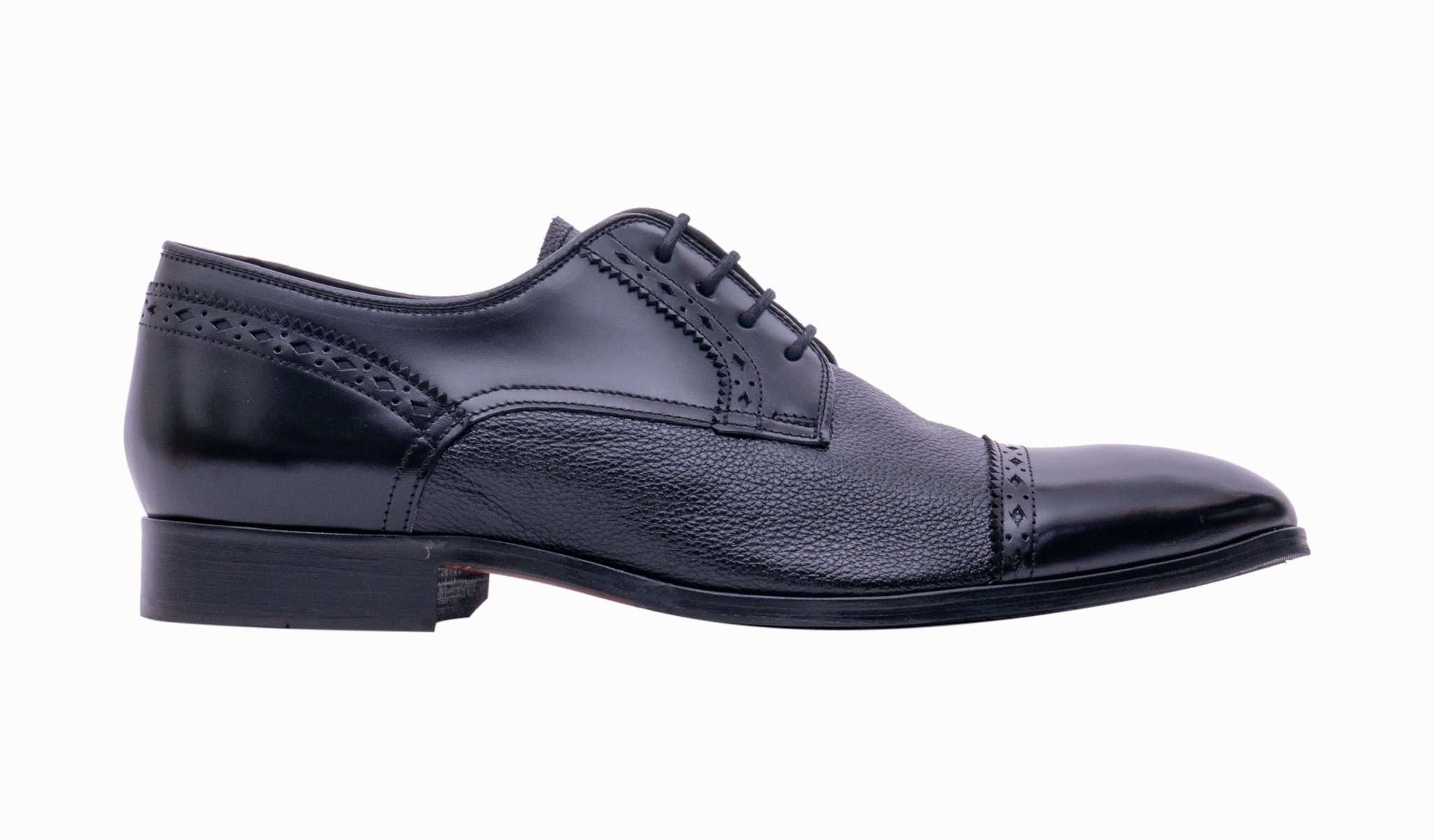 Ashbourne - Black Hi-Shine/Grain Michael Deer Leather Derby Shoe