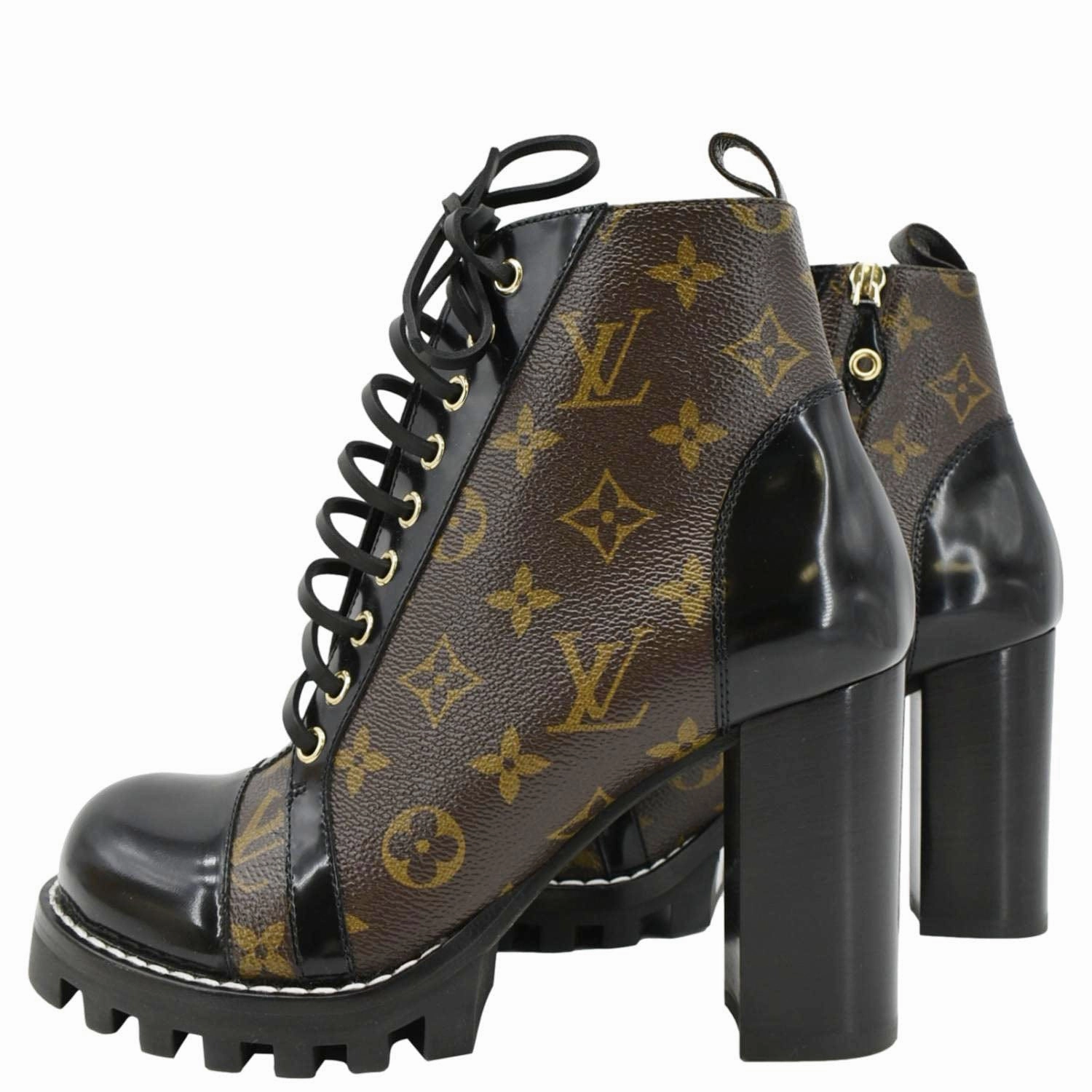LOUIS VUITTON Star Trail Monogram Canvas Ankle Boot Black 38.5 Two Ultra Parley Trail Running