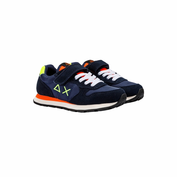 Sun68 scarpa sneakers da ragazzo Tom Fluo Kid Z33302K 07 blu Victor Wembanyama Sneakers