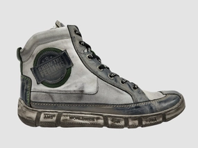 Men's Comfort Thick Wool-Lined Zip-Up Leather Boots - Grey/Green Aligator Boots