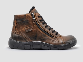 Men's Original Thick-Wool Lined Zip-Up Leather Boots - Brown/Black Ug Boots