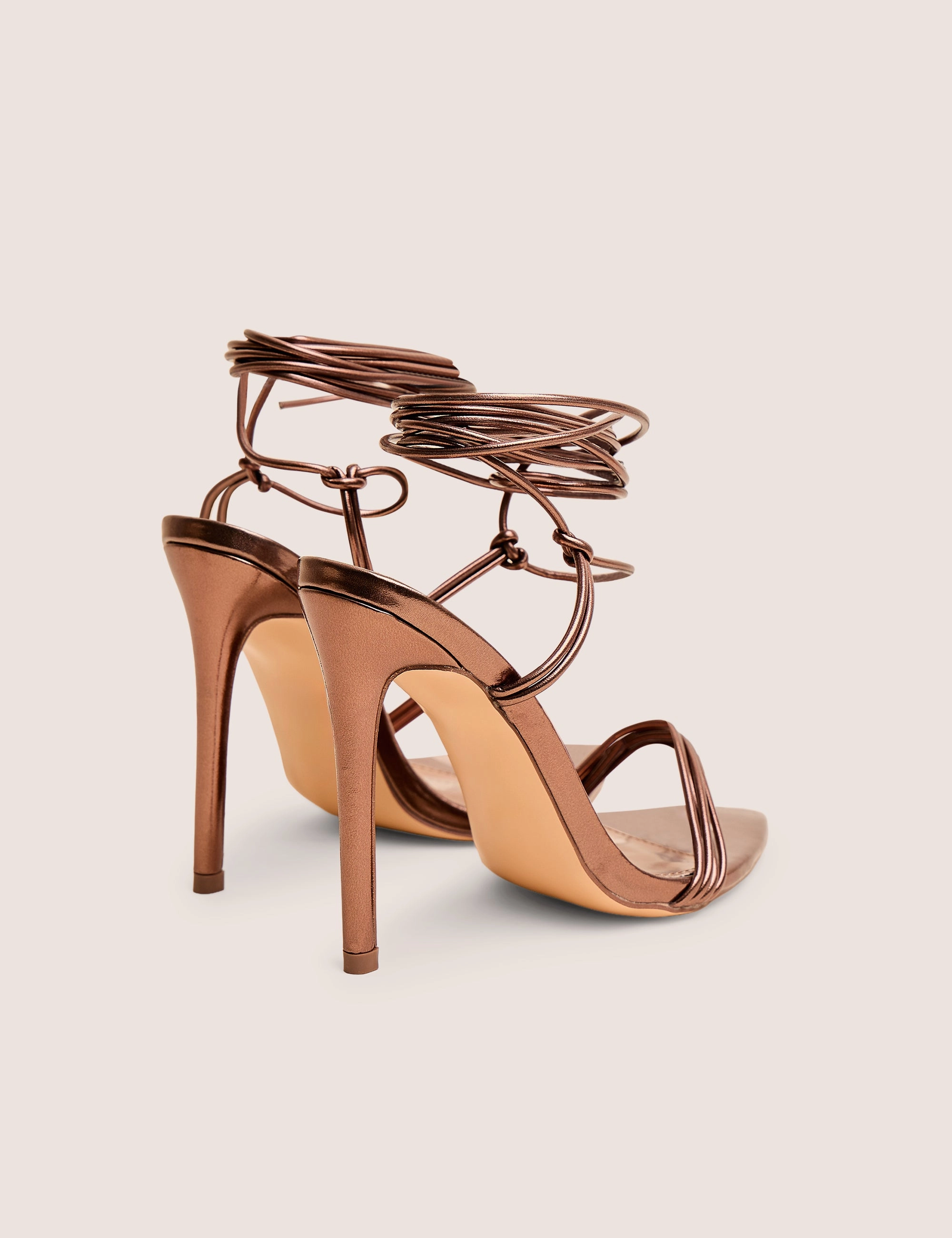 Merlot Chocolate Brown Lace Up Wrap Around Pointed Toe Stiletto Heel Heels