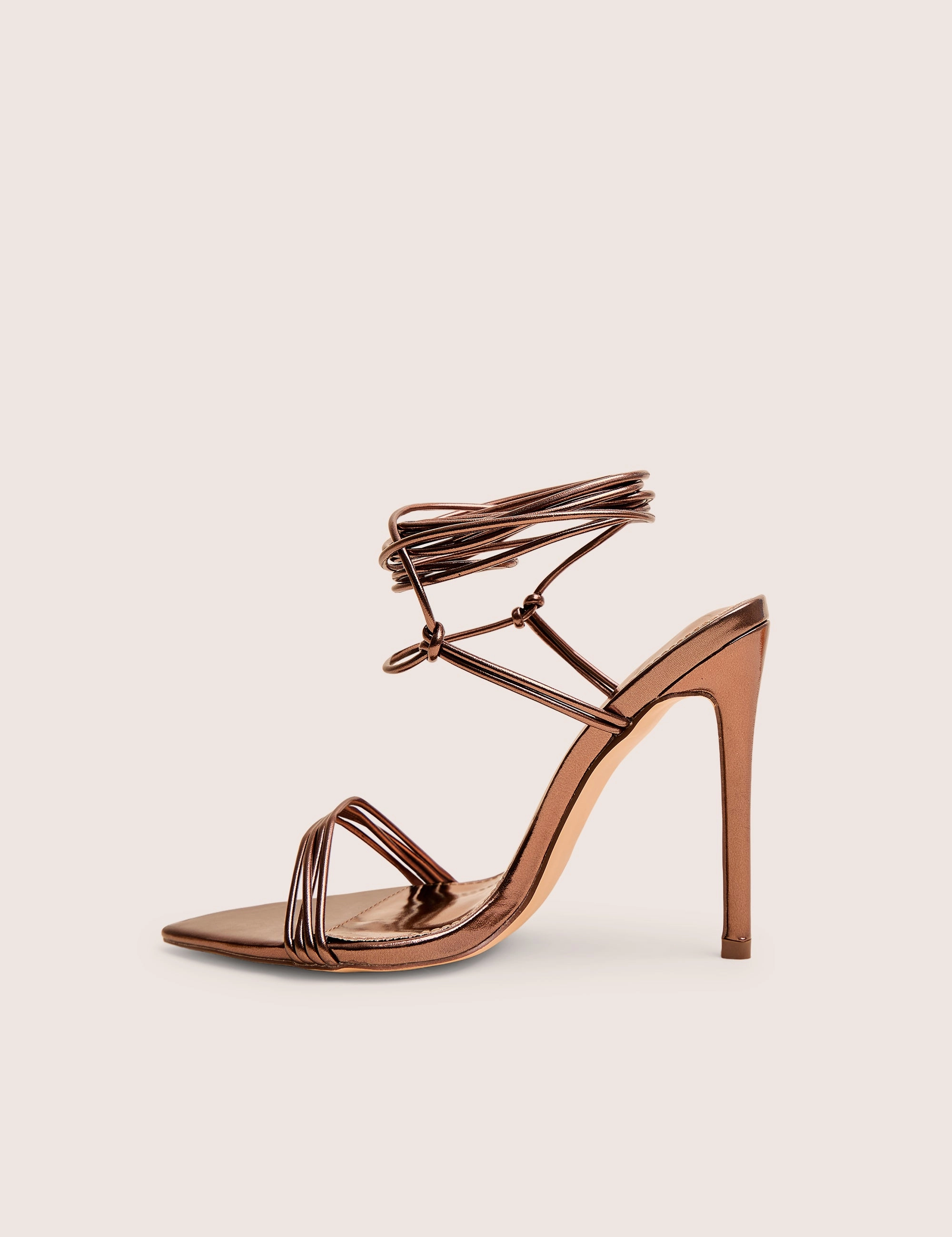 Merlot Chocolate Brown Lace Up Wrap Around Pointed Toe Stiletto Heel Lace Socks High Heels