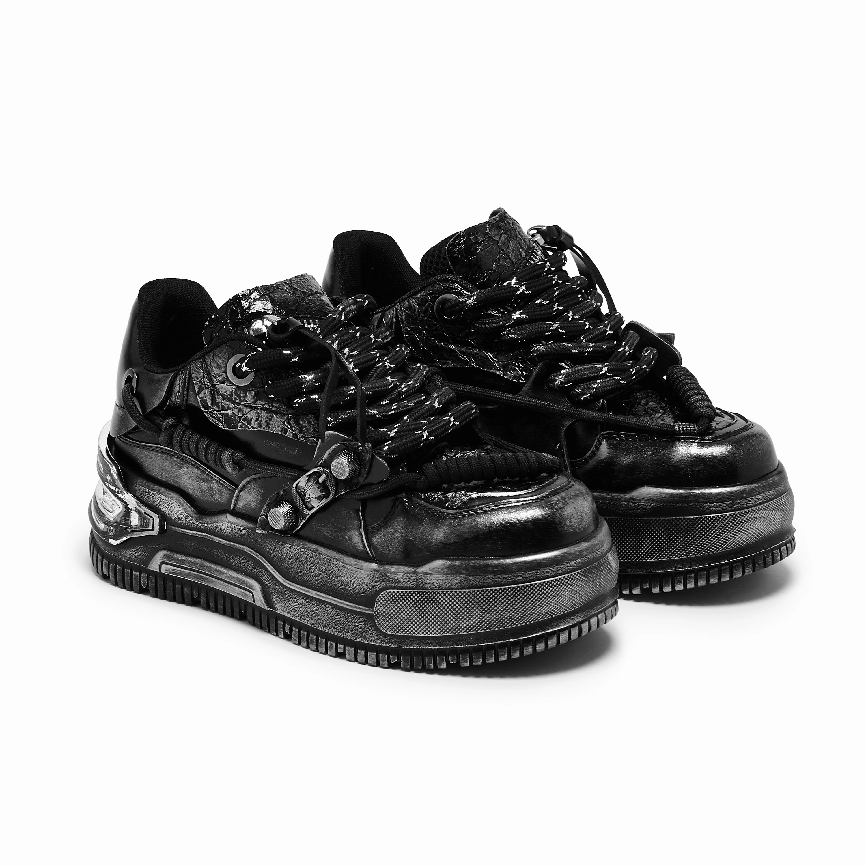 Metamorphosis Distressed Platform Trainers - Charcoal Clarks Claeson Tilly Leather Mary Jane Shoes