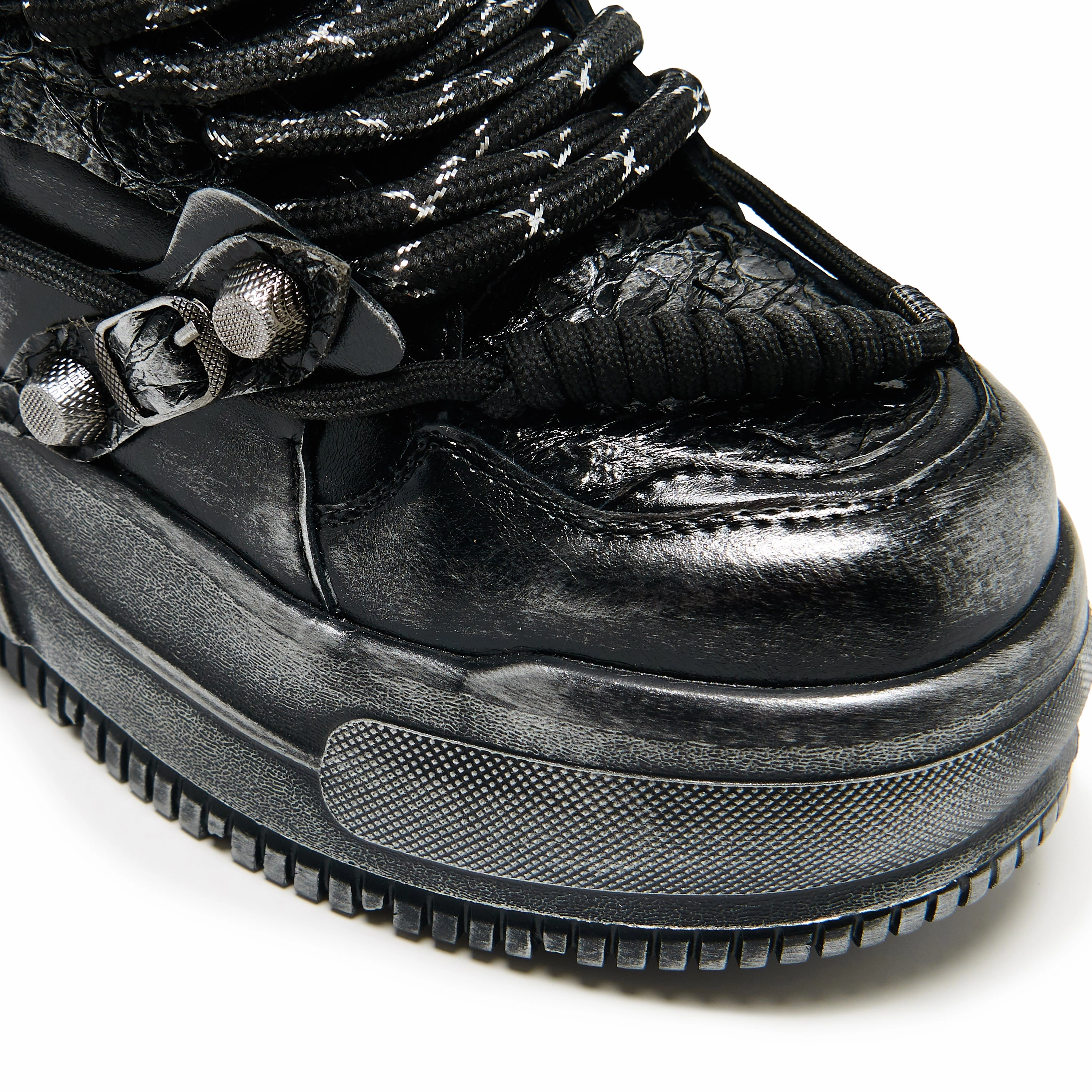 Metamorphosis Distressed Platform Trainers - Charcoal Bridal Shoes Mary Jane Platform Gems