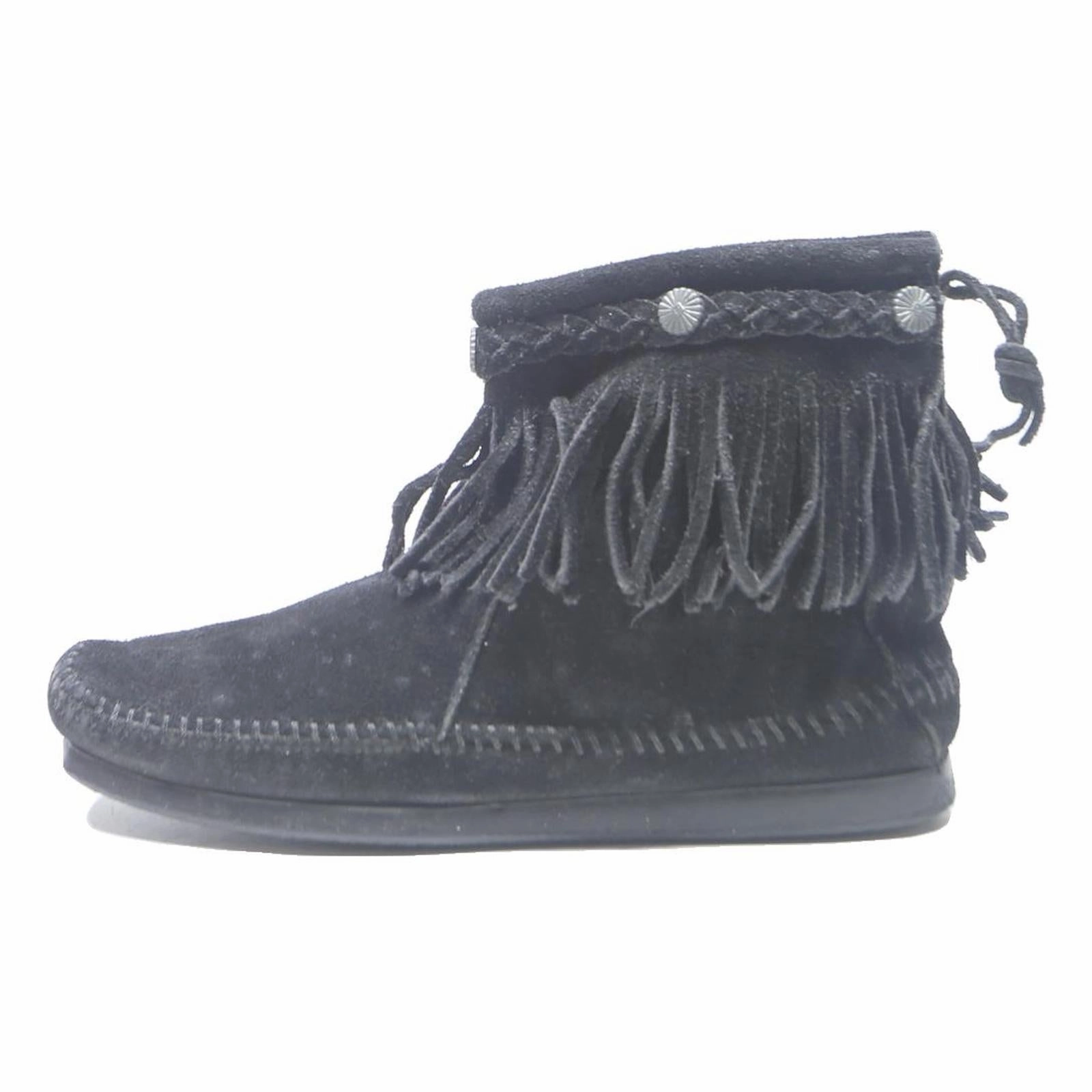 Outfits That Go With Chelsea Boots MINNETONKA Womens Black Leather Ankle Boots UK 5 Fringe Casual Comfortable