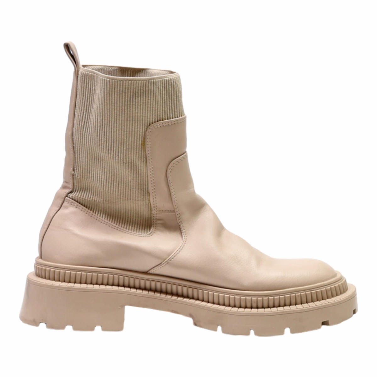 MNG Chelsea Boots Beige Leather Womens UK 6 Nappa Chelsea Boots