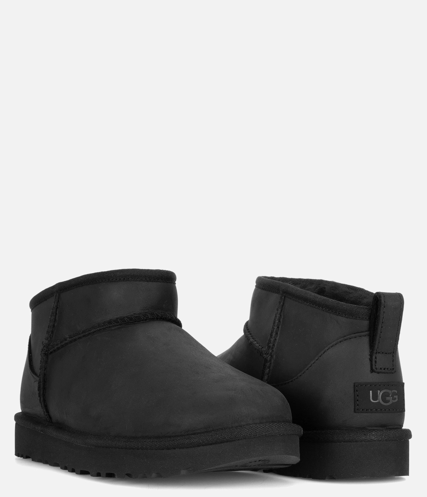 UGG Classic Ultra Mini Leather - Women Pull Up Leather Flared Heel Chelsea Boots