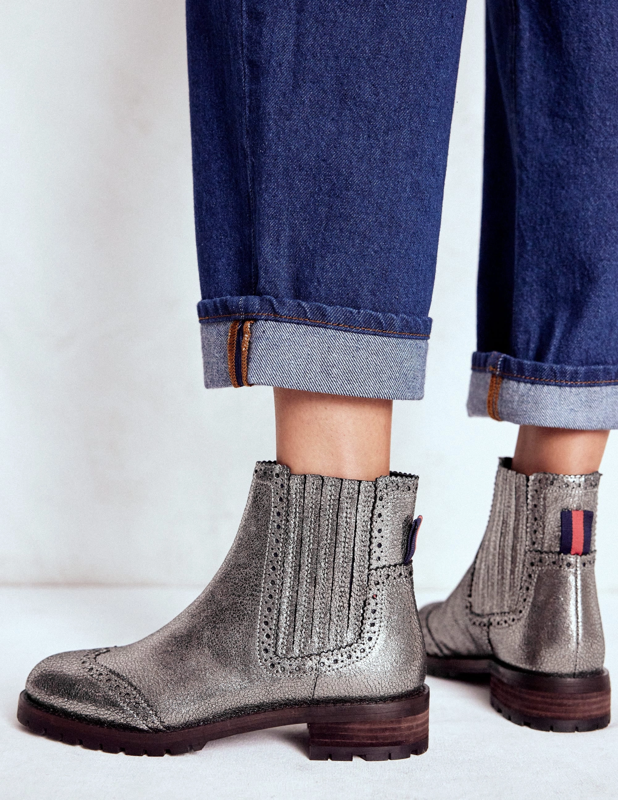 Brogue Detail Chelsea Boots-Silver Balenciaga Chelsea Boots