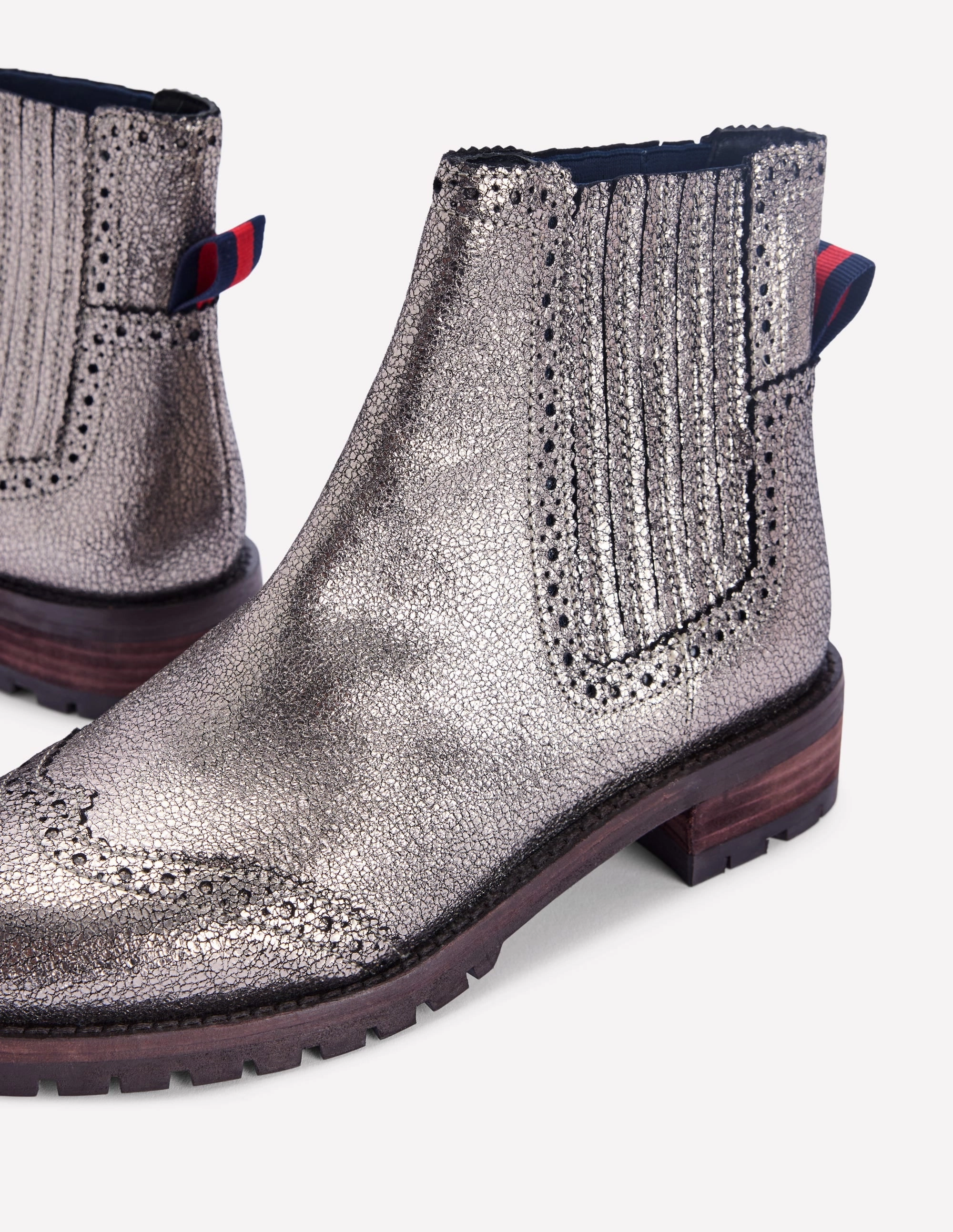 Brogue Detail Chelsea Boots-Silver Polo Oslo Chelsea Boots
