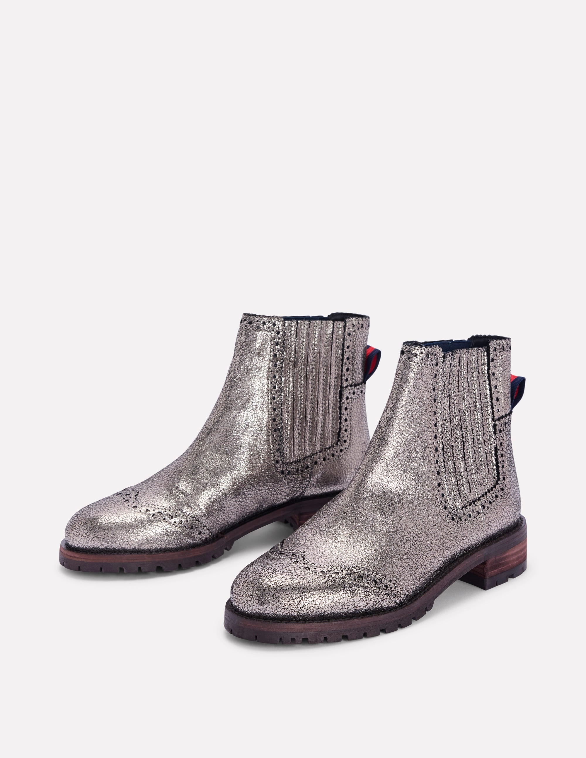 Chelsea Boots Stout Brown Brogue Detail Chelsea Boots-Silver