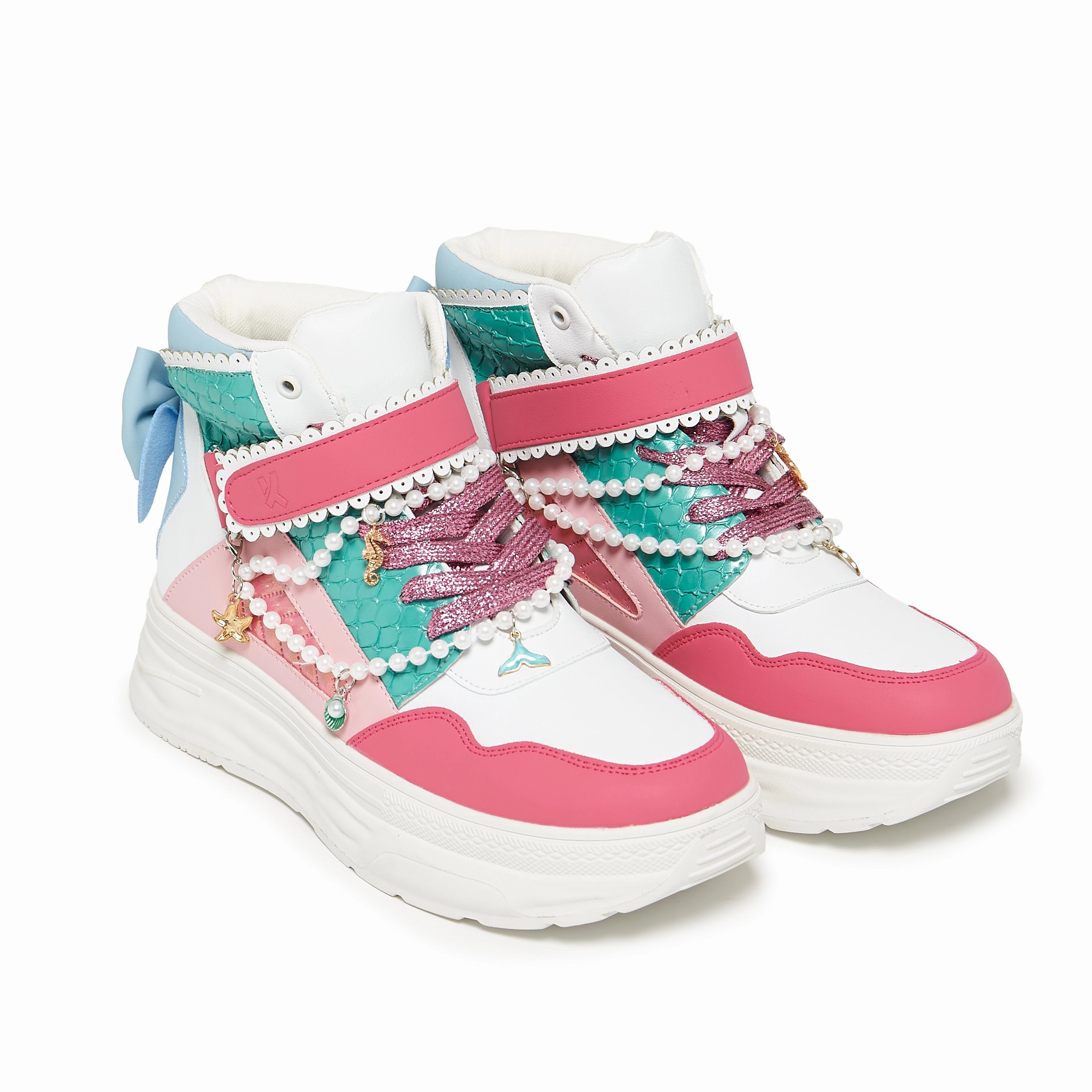Neptuna Chunky Hi Top Trainers - Multi Suede Mary Jane Shoes Uk