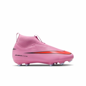 Nike Junior Superfly 10 Academy FG/MG Firm Ground/Multi Ground Soccer Cleats -Magic Flamingo/Black-Total Crimson Soccer Cleats Tiempos
