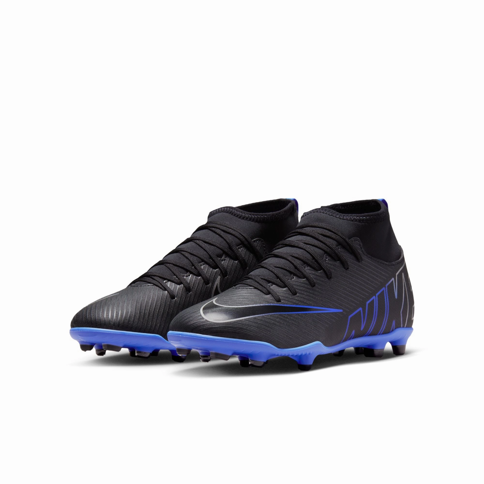 Nike Junior Zoom Mercurial Superfly 9  Club FG/MG Soccer Cleat - Black Chrome/ Royal Blue Cheap Soccer Cleats 365