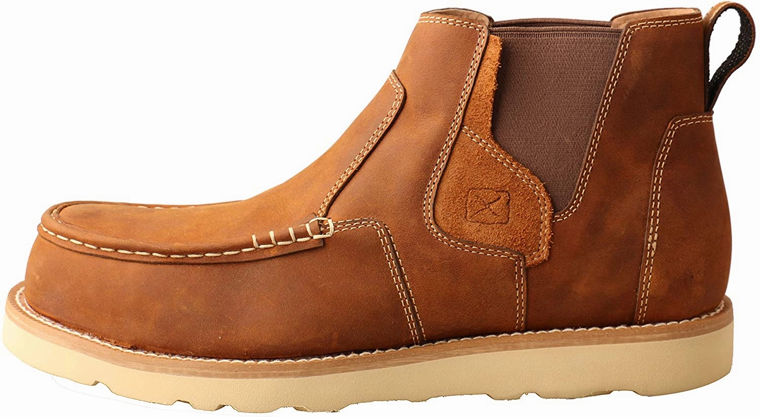Chelsea Boots With Track Soles Twisted X Mens 4" Work Chelsea Wedge Sole Boot, Oiled Saddle, 9.5 M