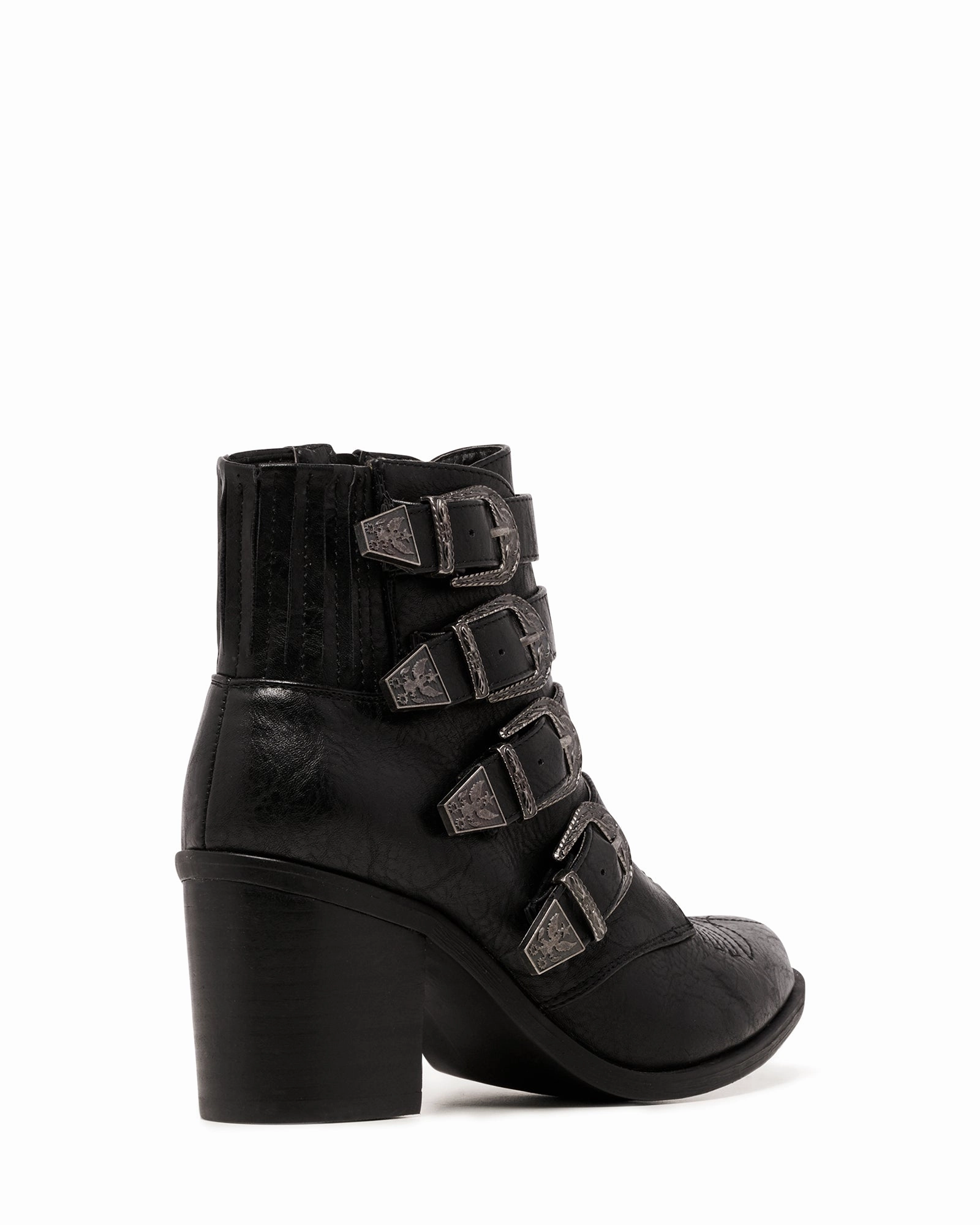 Bexar Black Burnished *FINAL SALE* Ankle Boots Back Zipper