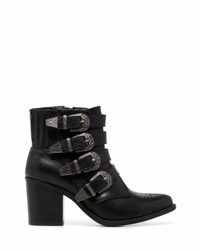 Bexar Black Burnished *FINAL SALE* Flat Leather Ankle Boots