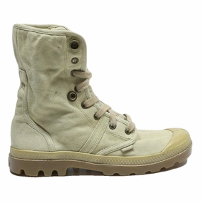 PALLADIUM Pallabrouse Baggy Womens Ankle Boots Beige Canvas UK 5 Durable Outdoor Hiking Boots To Prevent Snake Bites