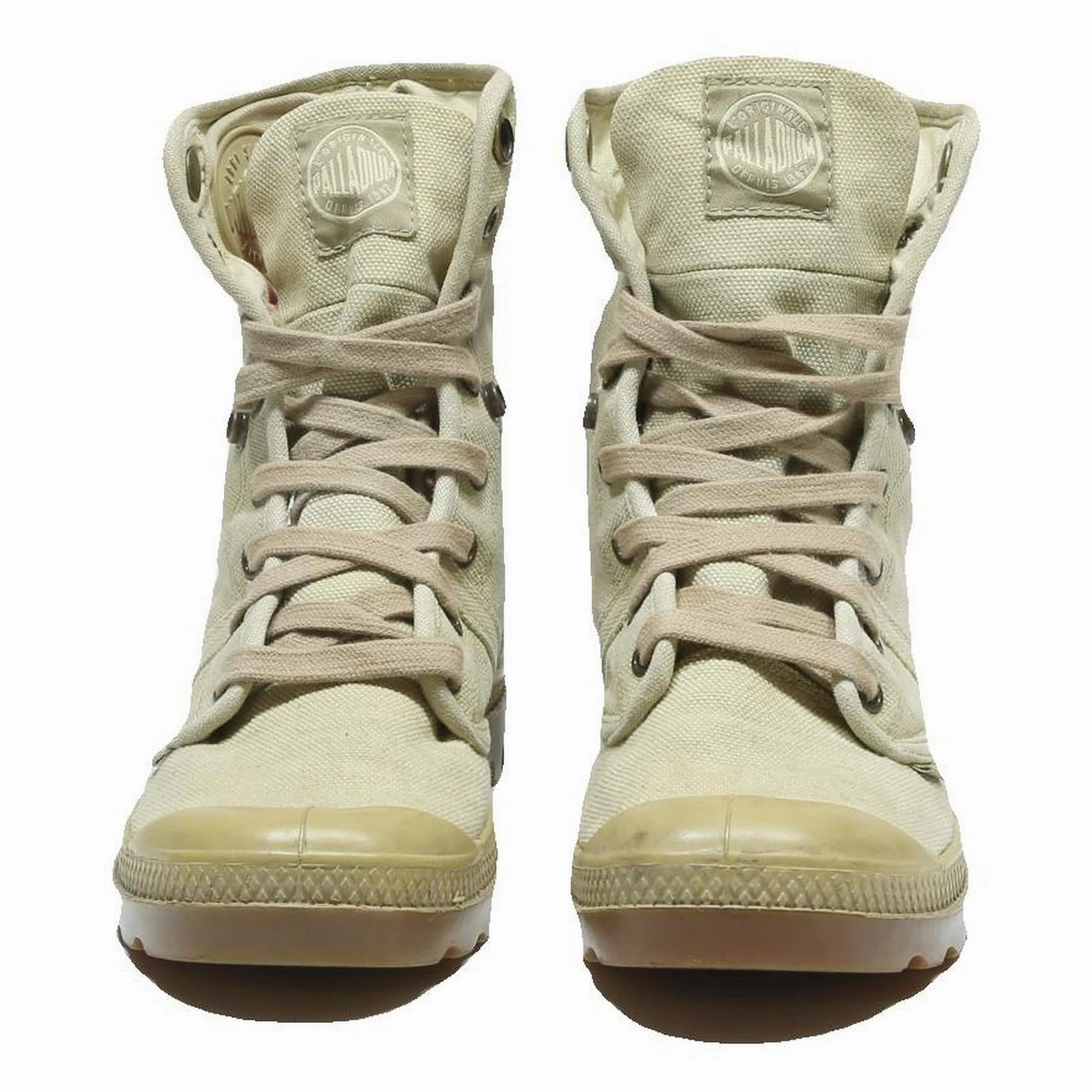 PALLADIUM Pallabrouse Baggy Womens Ankle Boots Beige Canvas UK 5 Durable Outdoor Hiking Style Fashion Boots