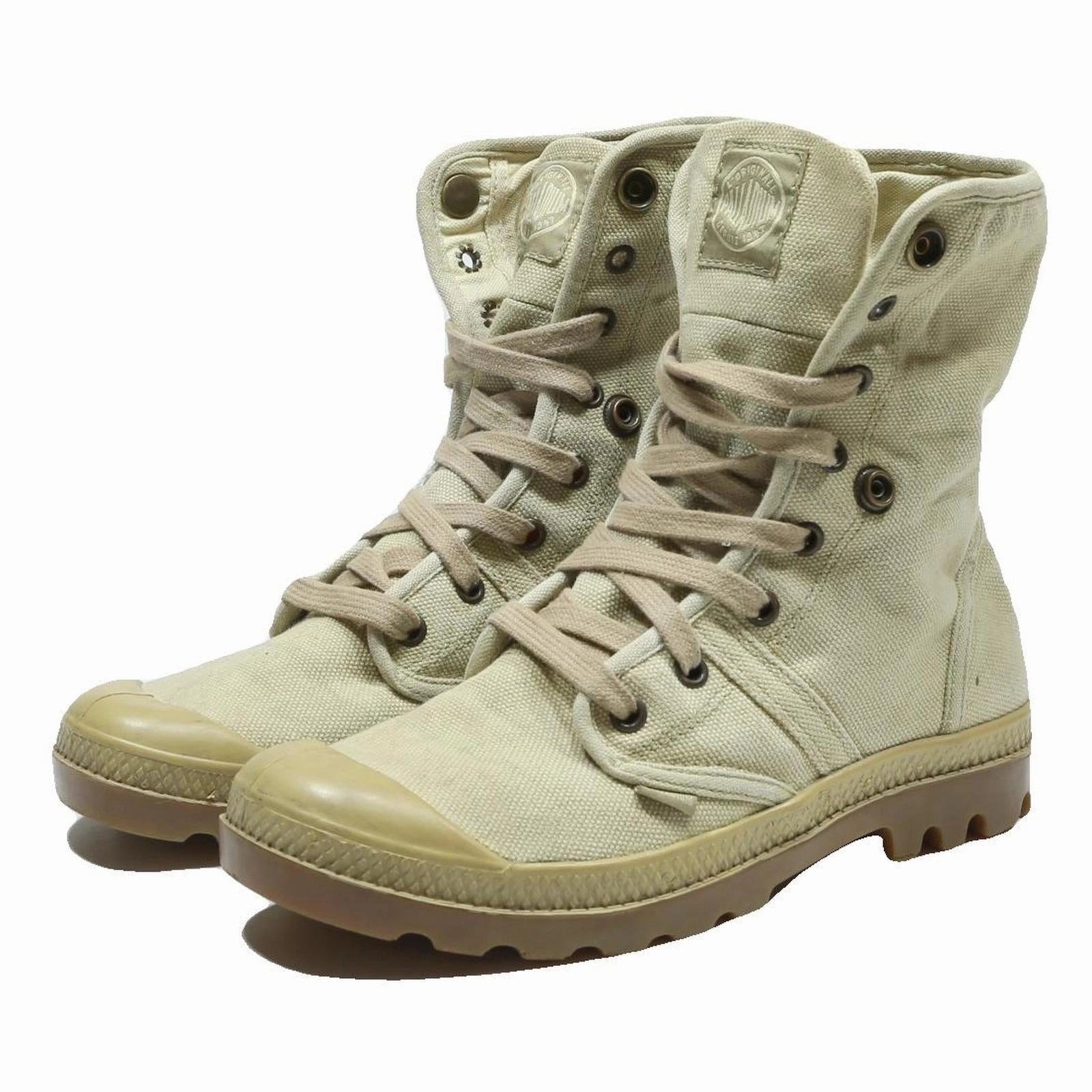 PALLADIUM Pallabrouse Baggy Womens Ankle Boots Beige Canvas UK 5 Durable Outdoor Waterproof Hiking Boots Gore Tex