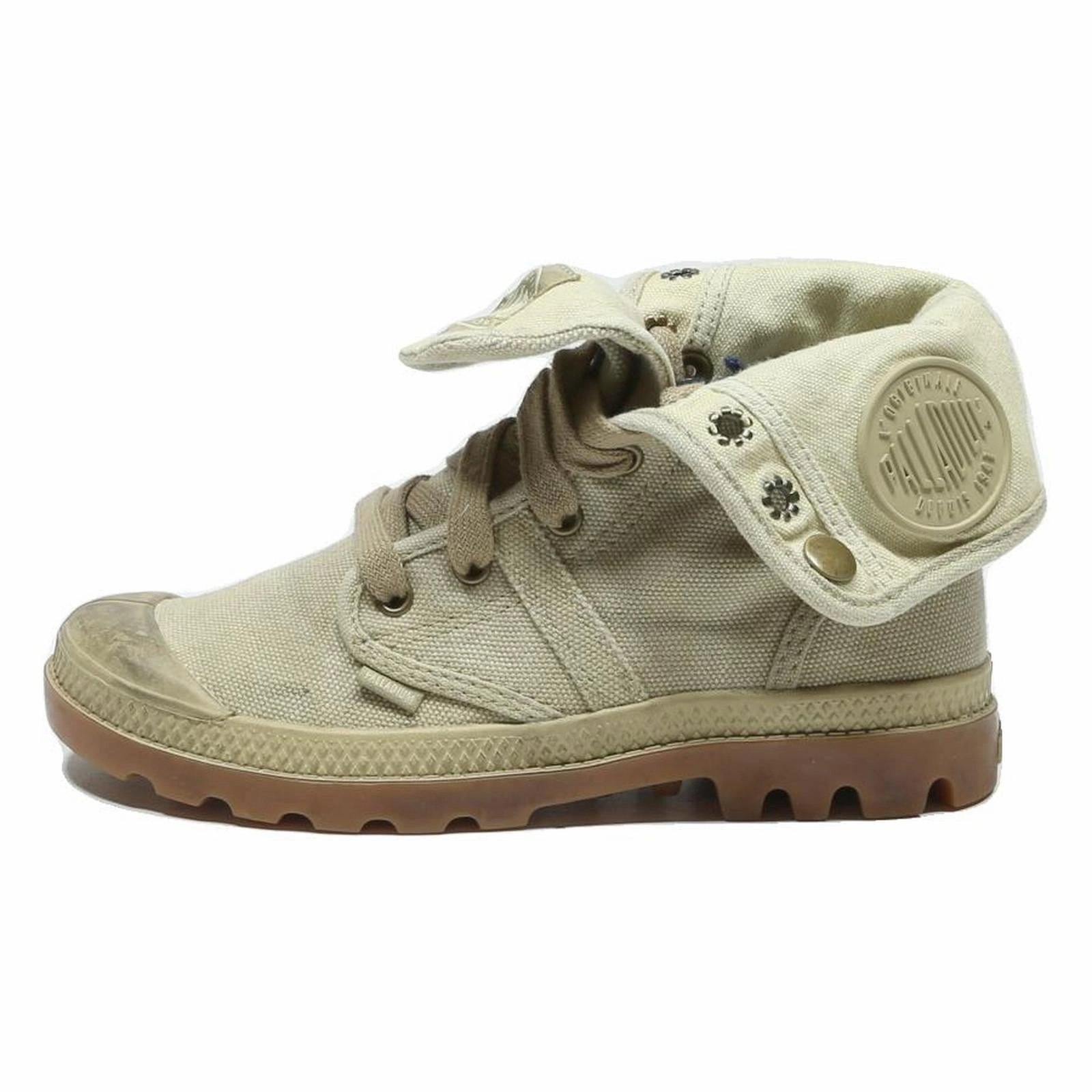PALLADIUM Womens Canvas High Top Boots Beige UK 3.5 Casual Outdoor Style Hiking Boots Ice