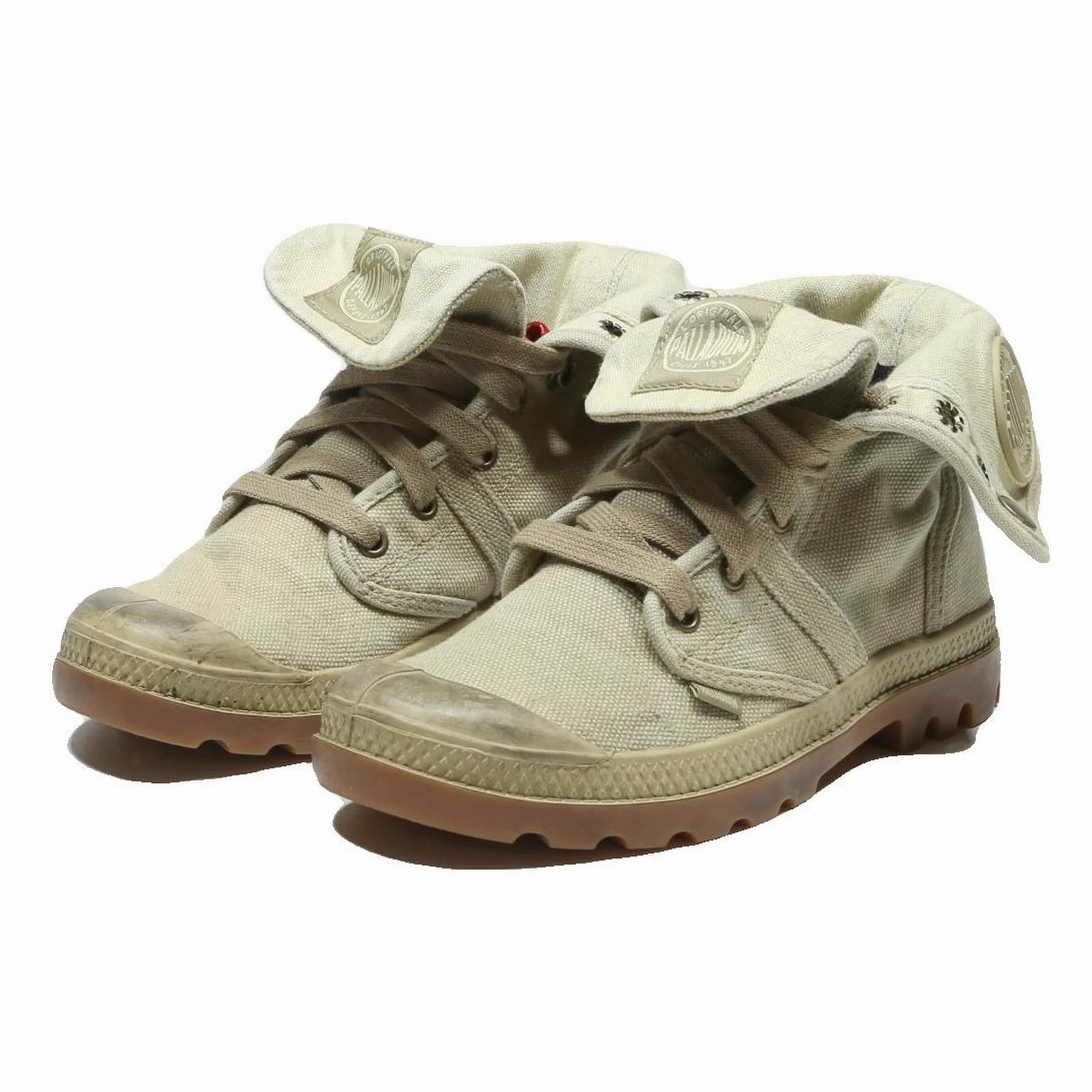 PALLADIUM Womens Canvas High Top Boots Beige UK 3.5 Casual Outdoor Style Best Hiking Boots For Snake Protection