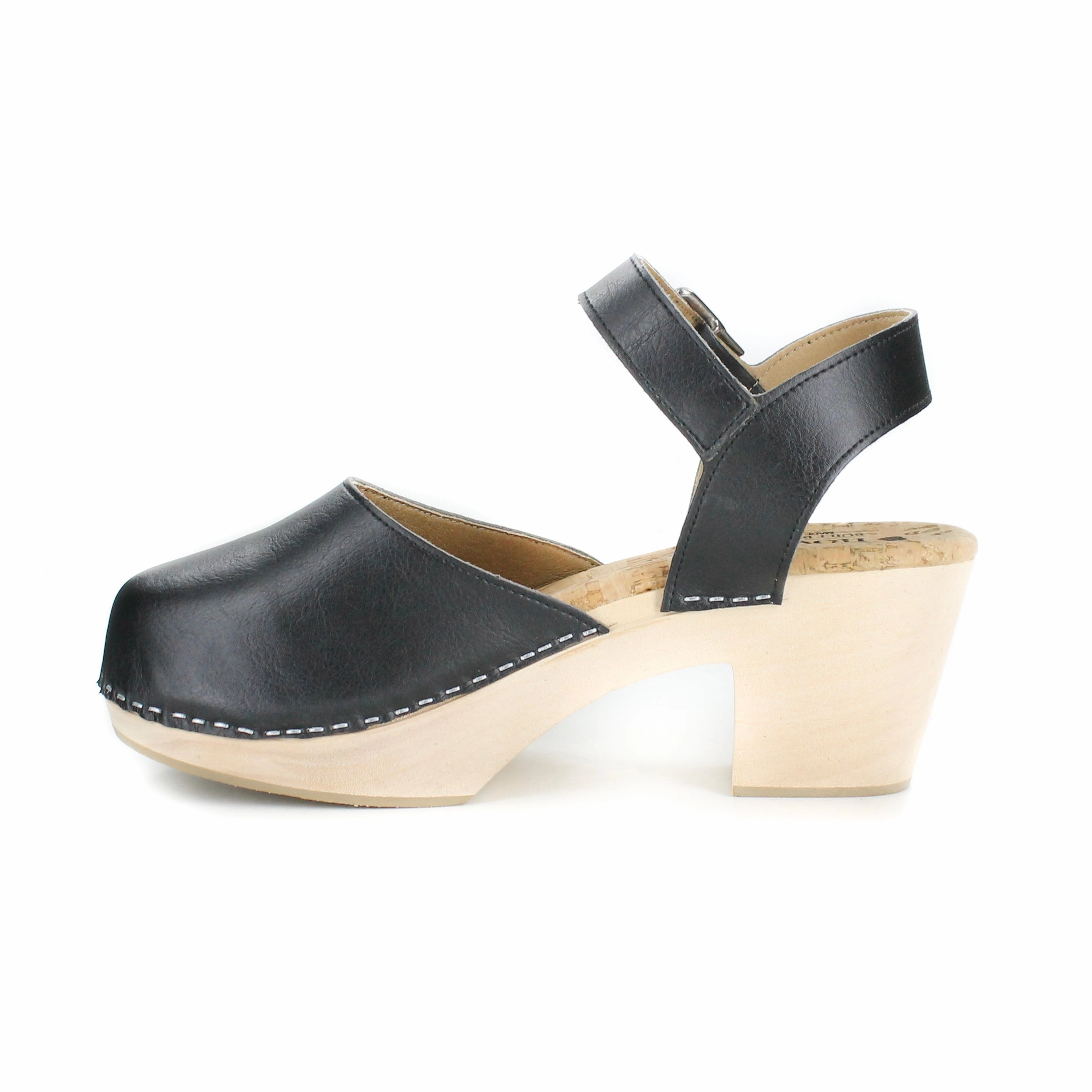 Gold Mary Jane Shoes Pepper Clog in Smooth Black from Novacas
