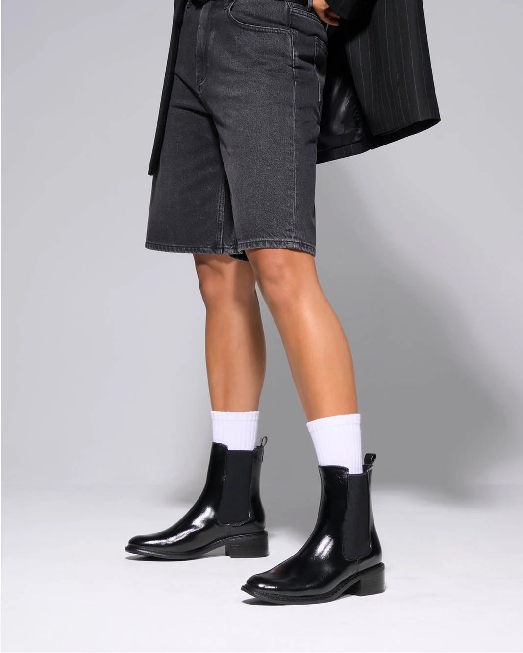 Ankle Boots For Pear Shaped Stable Ankle Boot Black Crinkle Patent