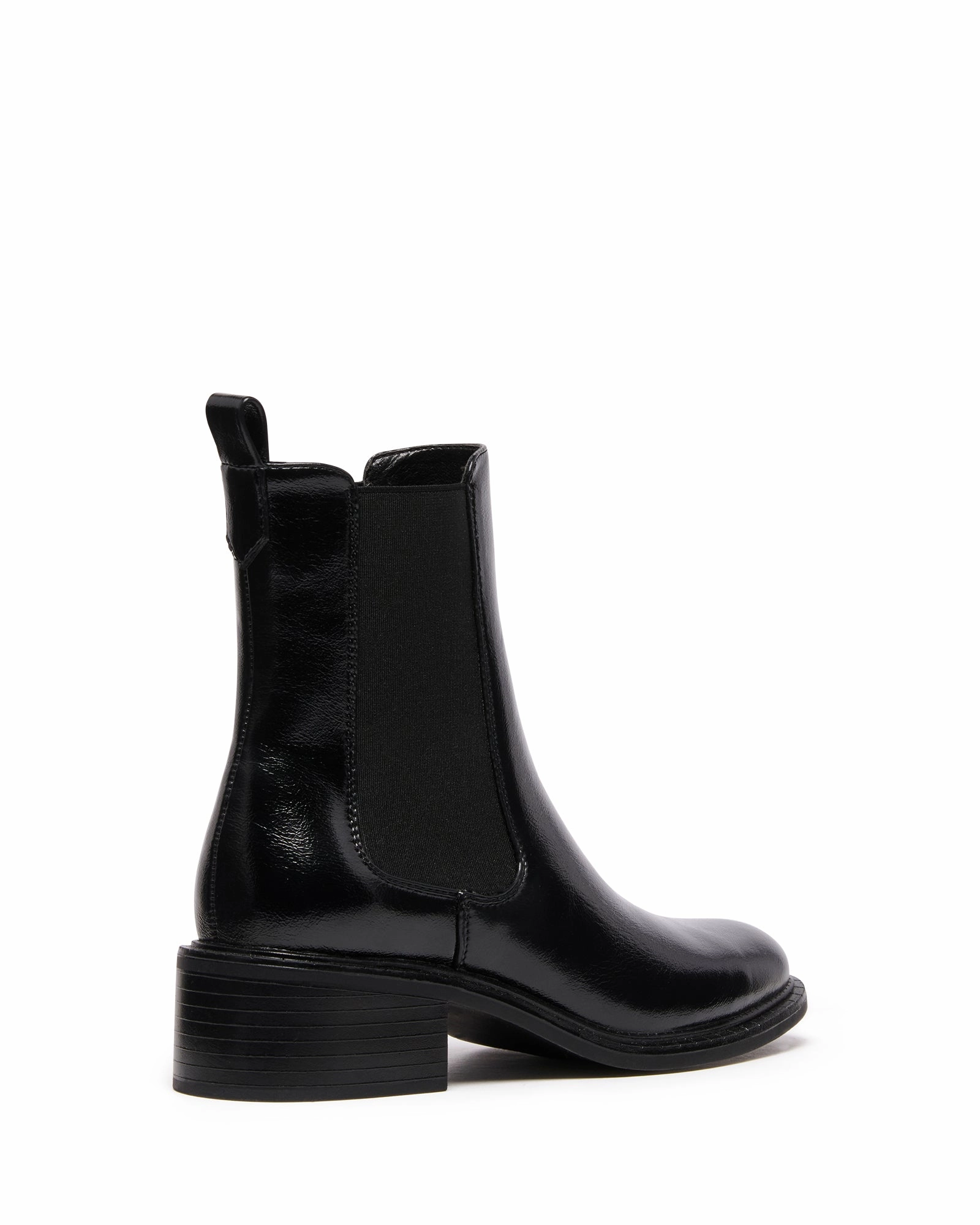 Stable Ankle Boot Black Crinkle Patent
