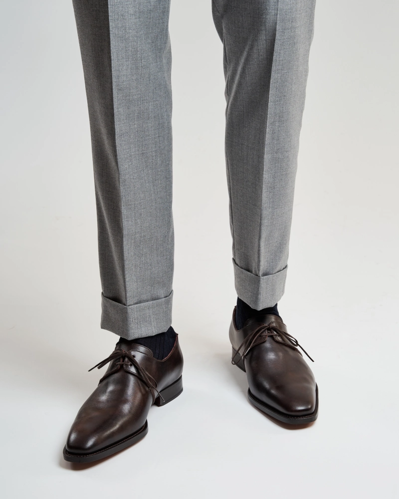 Museum Brown Leather Derby Dress Shoe Floral Lace Up Shoes