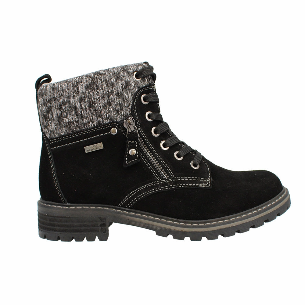 Monki Stretch Ankle Boots Melodie Wide Fit Women's Knitted Trim Suede Boot