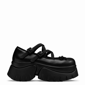 Suede Mary Jane Shoes Flat Margot Monster Platform Mary Janes - Black