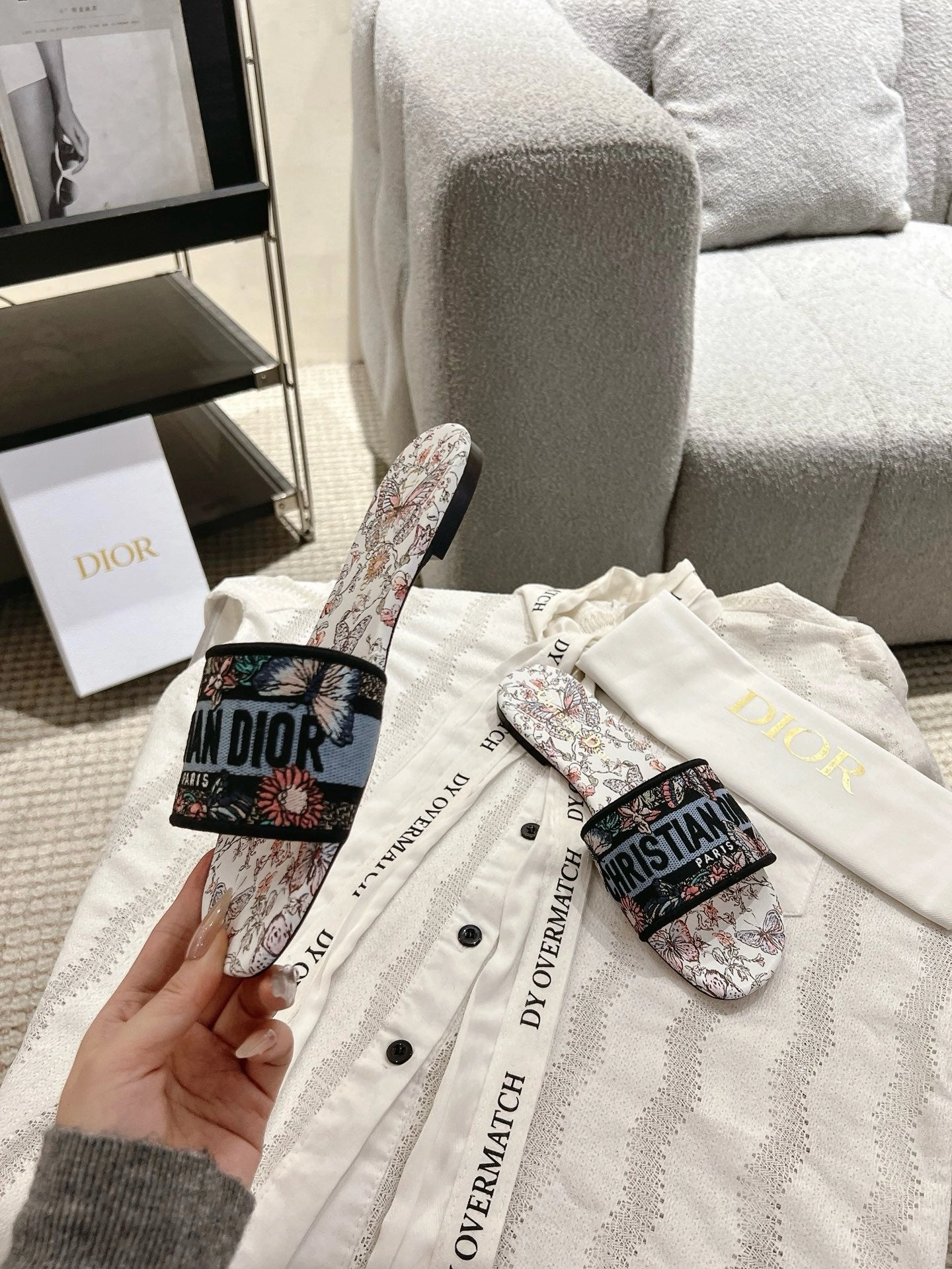 SE1662 Dior Dway Slide / Size5-12 Plantar Fasciitis Flat Shoes